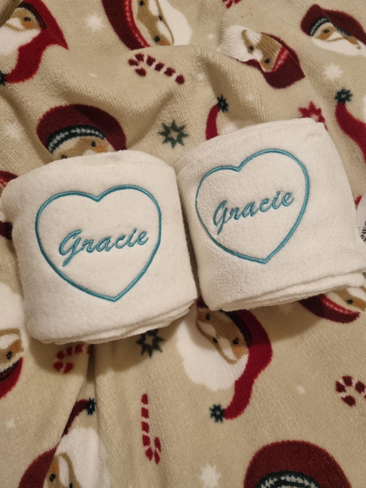 Personalised horse wraps - Embroidered heart polo wraps, stable wraps dressage Equestrian