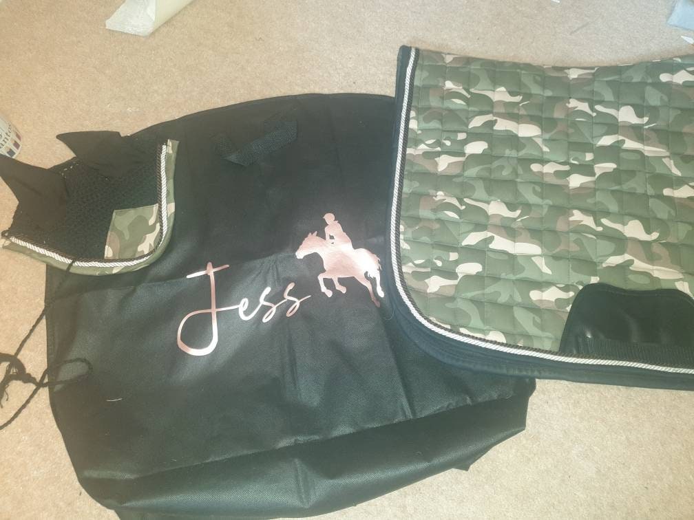Personalised Equestrian Saddle pad bag - ideal for Pony or Cob Holder, numnah,  horse, pony club, competitions Gift with handle