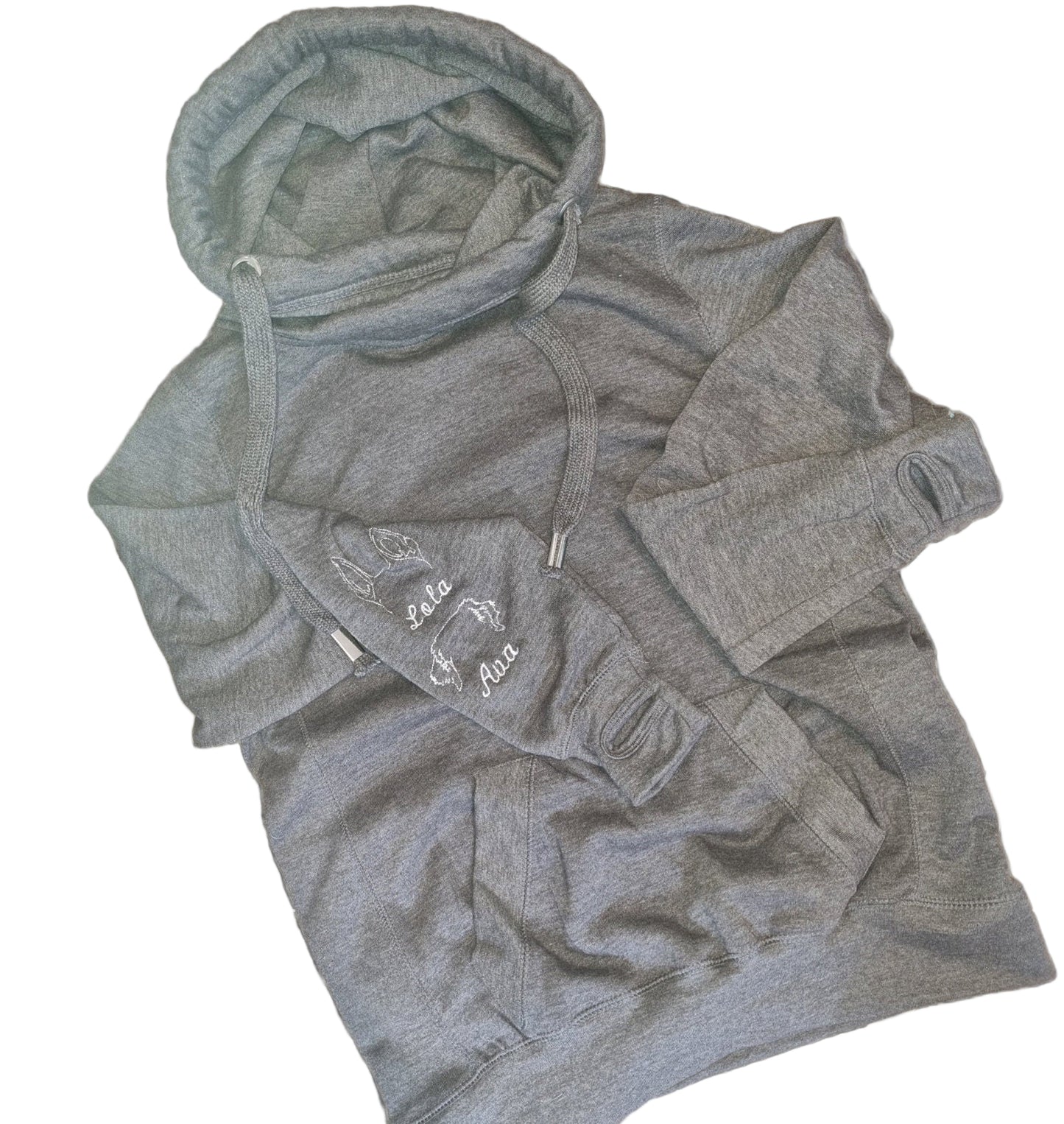 Dog ear hoodie - heart on sleeve, dog mum