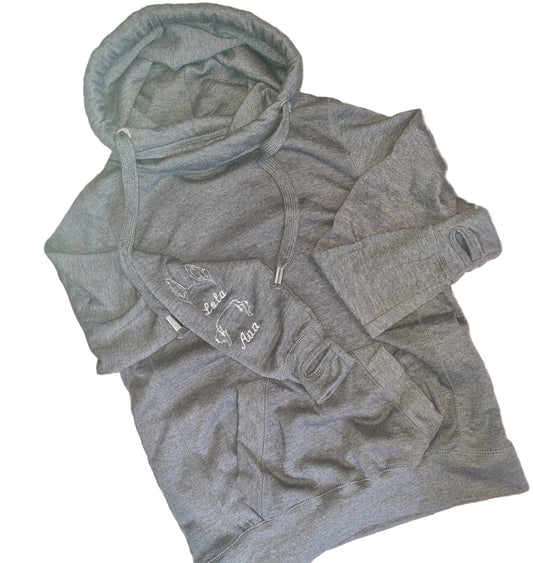 Dog ear hoodie - heart on sleeve, dog mum