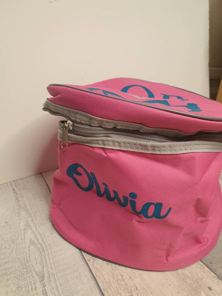 Navy Personalised Horse riding -  hat Lined bag with a front pouch- Birthday Gift Navy equestrian pony