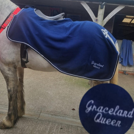 Personalised Excercise sheet/ rug cut away (ride on rug) Embroidered- horse rug show name Show rug