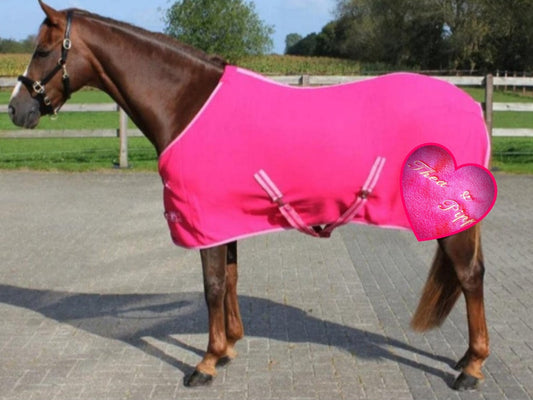 Personalised equestrian Show fleece cooler Embroidered- horse rug show name stable rug travel - pink fleece